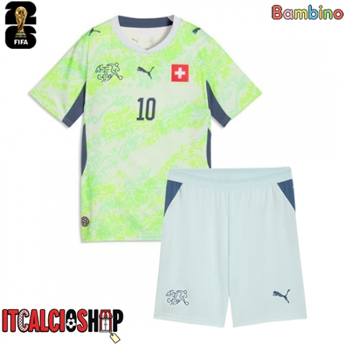 Svizzera Granit Xhaka #10 Seconda Maglia Bambino Mondiali 2026 Manica Corta (+ Pantaloni corti)